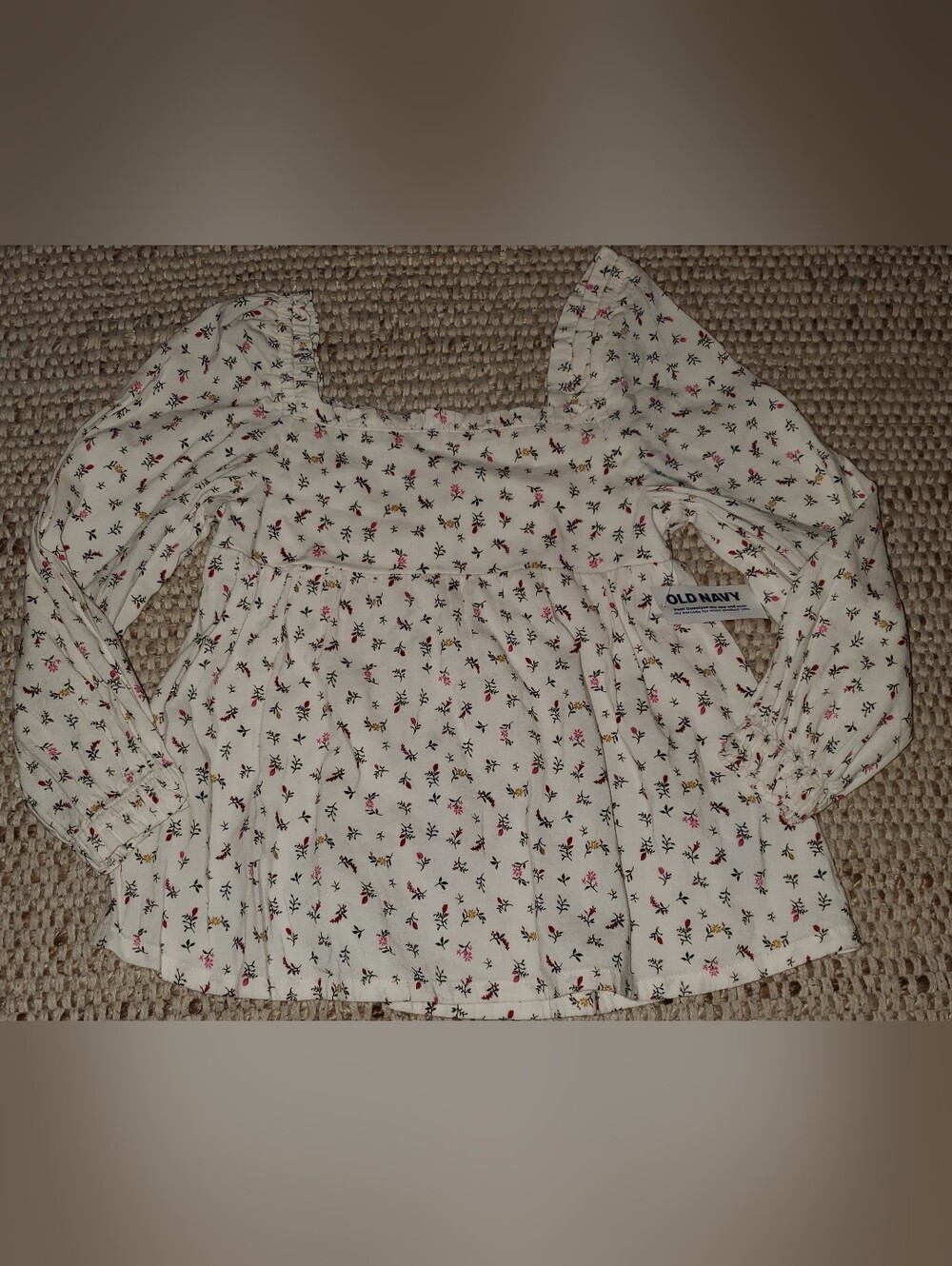 4T Old Navy Cream Floral Square-Neck Blouse